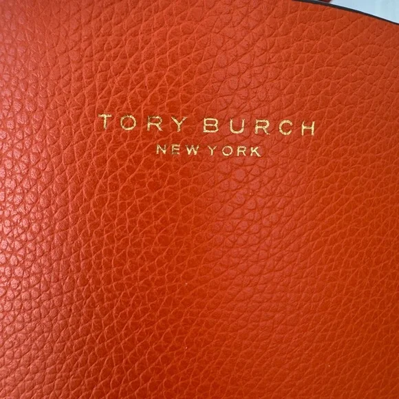 Tory Burch Perry Triple Compartment Tote Bag Canyon Orange Pebbled Leather Tote - Picture 10 of 15